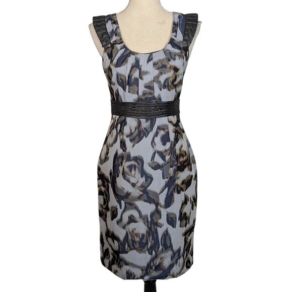 Manning Cartell Blurred Vision Floral Print Sheath Dress Gray Blue - Picture 1 of 16